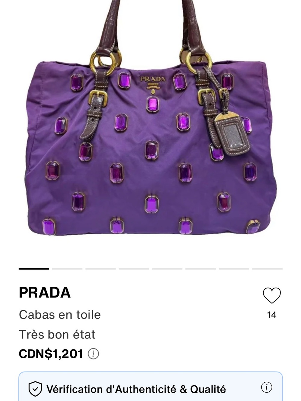 Prada Purple Jeweled Tote Bag - Picture 10 of 10
